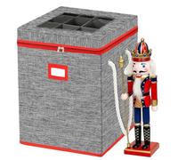 Christmas Nutcracker and Figurine Collectible Storage Box - Stores Up to 43CM Tall Nutcrackers, Santa Figure, Ornaments - Holiday Decor Organiser with PVC Window, Dividers- Nutcracker not Included