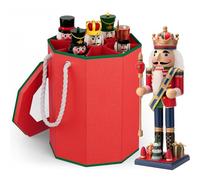 Christmas Nutcracker and Figurine Collectible Storage Box - Stores Up to 43CM Tall Nutcrackers, Santa Figure, Ornaments - Holiday Decor Organiser with PVC Window, Dividers- Nutcracker not Included