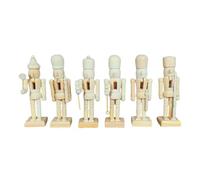 Christmas Nutcracker Decorations, 6 Pieces Unpainted Wooden Table Sculpture - Traditional Nutcracker Sculpture for Fireplace Entryway Shelf Thanksgiving Display La Cha