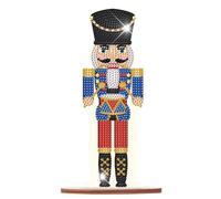 Christmas Nutcracker Diamond Art Ornaments Kit, Wooden Crystal Drill Decor, 5D Full Drill Tabletop Art for Desktop, Living Room, Holiday, Unique Gift for Christmas
