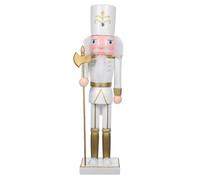 Christmas Nutcracker Figure 38cm Wooden Golden Soldier Ornament Season | Classic Tabletop Decor, Secure Standing Display, for Shelves, Desktops, Offices and Holiday Centrepieces
