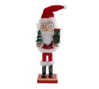 Christmas Nutcracker Figurine - 27cm Wooden Desktop Santa Nutcracker | Seasonal Holiday Table Centerpiece for Study Room Office Hotel Entrance Home Display Cabinet