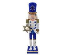 Christmas Nutcracker - Hanukkah Traditional Painted Nutcracker Figures - White and Blue Festive Collectible Statue for Tabletop Countertop Shelf Window Counter