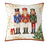 Christmas Nutcracker Kids Throw Pillow Cover,Xmas Happy New Year Pine Tree Double Sides Pillow Case,Winter Holiday Festival Home Decor,Beige Colorful Bed Couch Sofa Cushion Cover,1 Pack 20"x20"