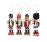 Christmas Nutcracker Ornament Pendant Set,Christmas Traditional Nutcracker Figures,Wooden Christmas Ornament,Nutcracker Christmas Decorations,Hangable,Multi-style (12 CM Walnut Soldier*4)