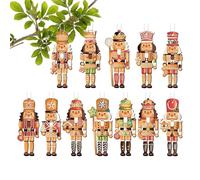 Christmas Nutcracker Ornaments | 12X Wooden Nutcracker Soldier Christmas Decorations | Figure Puppet Crafts for Home Indoor Decoration
