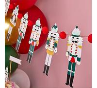 Christmas Nutcracker Pom Pom Garland, Traditional Festive Party Hanging Nutcracker Decoration, Childrens Nutcracker Bunting 2m