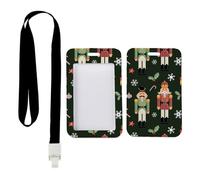 Christmas Nutcracker Snowflakes Badge Holder with Black Lanyard, Photocard Holder, Vertical ID Cards Protector for Paramedic, Vertical Cards Protector for Men, Nurse Accessories Bus Driver Accessories