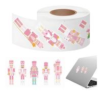 Christmas Nutcracker Stickers - Reusable Waterproof Vinyl Stickers, Happy Festive Adhesive Set, Holiday Cartoon Characters | Decorative Sticker Pack for Notebook, Skateboard, Scraper