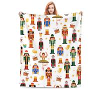 Christmas Nutcracker Throw Blanket for Boys Girls,Mouse Soldier Prince Fairy Gift Blanket for Adult Men Women,White Soft Lightweight Warm Flannel Throw Blanket for Christmas Bed Couch Living Room