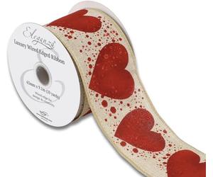 Christmas Nutcracker Winter Xmas Pets Edged Broad Luxury Decorations Gift Packing Sewing Ribbon - Per Metre - Simply Sew Crafty™(Wired Large Heart/Dots - 1 Metre)