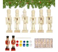Christmas Nutcracker - Wooden Craft Kits with Paint | Unpainted Nutcracker Ornament Set for Kids Adults Holiday Home Office School Party Favors Table Desk DIY Decoration