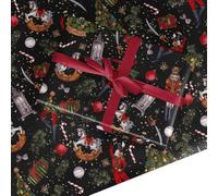 Christmas Nutcracker Wrapping Paper - Festive Gift Wrap for Men, Women, Boys, Girls & Family - Traditional Retro Toy Soldier Present Paper - Made in the UK by Dyefor (Charcoal, 6 Sheets (50x70cm))