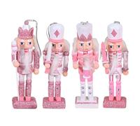 Christmas Nutcrackers - Christmas Collectible Pink Nutcracker | Wooden Collectibles Festive Figurine Decor for Thanksgiving Halloween Party Shelf Cabinet Bedroom Living Room Kitchen