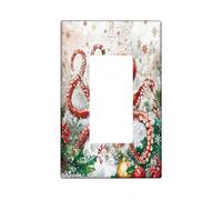 Christmas Octopus Decorative Light Switch Cover Plate 1 Gang Single Rocker, Xmas Watercolor Snow Electrical Faceplate for Kitchen Bathroom, Sealifes Switchcover Decor