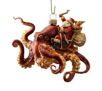 Christmas Octopus Ornament | Acrylic 2D Hand-Painted Coastal Holiday Decoration | Deep Sea Christmas Tree Ornament With Metal Hanging Cord | Gift For OceanLovers