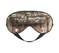 Christmas Old Wooden Board Sleep Mask Night's Sleep Soft Eye Mask Adjustable Strap Works Nap Position Sleeping Aid