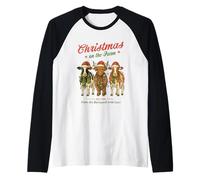 Christmas On The Farm Barnyard Love Design Raglan Baseball Tee