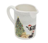 Christmas on The Farm Ceramic Jug - Festive Decorative Stoneware Jug with Farmyard Scene (14cm)