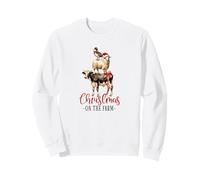 Christmas On The Farm Cow Lamb Duck Santa Hat Red Ribbons Sweatshirt