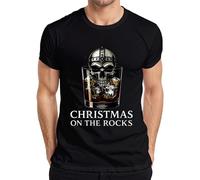 Christmas On The Rocks Whiskey Skull Viking Helmet Runes Gift Men's T-Shirt, black, 3XL