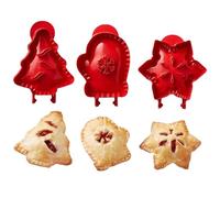 Christmas One-Press Hand Pie Maker 3Pcs Mini Pie Molds Baking Pocket Cookie Dough Presser Christmas Tree Shape Cutter for Holiday Party Potluck Fall Thanksgiving Halloween Festivals