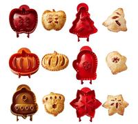 Christmas One-Press Hand Pie Maker 6Pcs Mini Pie Molds Baking Pocket Cookie Dough Presser Pumpkin Christmas Tree Shape Cutter for Holiday Party Potluck Fall Thanksgiving Halloween Festivals