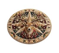 Christmas Optical Illusion - Polyester Rug 60cm | Reindeer Doormat | Funny Reindeer Carpet - Round Polyester Mat 80cm | 3D Visual Effect | Non Slip Floor Decor | For Entryway Living Room Party
