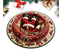 Christmas Optical Illusion Rug Santa Claus Non-Slip | Holiday Funny Round Carpet Home, Living Room, Entrance Hall, Bedroom, Kitchen, Entryway, Hotel, Holiday, Christmas, Party,