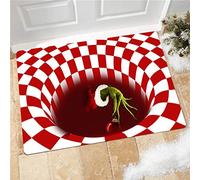 Christmas Optical Illusions Carpet 3D Square Vortex Illusion Rug Stereo Vision Carpet Anti-Slip Floor Mat Bath Mats Seat Pad Living Room Rugs Non-Woven Doormat for Bedroom Kitchen G 50x80CM