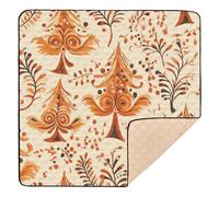 Christmas Orange Boho Trees Soft Padded Foldable Baby Play mat for Indoor Outdoor Washable Foldable Tummy Time & Crawling Mat for Babies Infants Toddlers, 50'' x 50''tapete Piano para