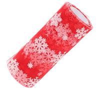 Christmas Organza Ribbon Roll Glitter Sheer Snowflake Ribbon for Christmas Tree Ornaments Wrapping Party Decorations Red 15cm 10Yards