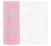 Christmas Organza Ribbon Roll Glitter Sheer Snowflake Ribbon for Christmas Tree Ornaments Wrapping Party Decorations Pink 15cm 10Yards