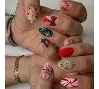 Christmas Oriented Persist Hoofs Matte Finish Short Ellipsoidal Plan Highlighting Ice Bends Spirals Permanent ABS Fraudulent Hoofs for Adults Snowflake Bow Twist False Hoofs