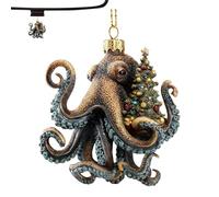 Christmas Ornament, 2D Acrylic Octopus Decoration, Christmas Ornament for Kids, Colorful Festive Design, Easy to Display, Lightweight Sturdy Material, Hand Painted Accessory for Adults Family Friends