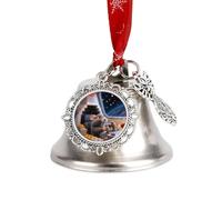 Christmas Ornament 3D Cute Guinea Pig Bells DIY Silver Jingle Bell with Red Ribbon for Xmas Tree Dual Pendant Charm for Home Craft Mantel Wreath Indoor & Outdoor Holiday Decorations