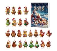 Christmas Ornament Advent, 24 Days of Holiday Countdown Calendar Chicken Ornaments, 2D Acrylic Chick Hangable Pendants for Kids Adults, Animal Charm for Christmas Tree Car Rearview Mirror Home Wall De