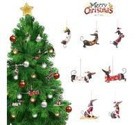 Christmas Ornament Animal Cute Greyhound Christmas Ornaments Cute Santa Hat Dog Holiday Deals Pattern Acrylic Decoration Hanging Ornaments for Dog Lover Children Girl Gifts 7 Pcs
