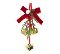 Christmas Ornament Bell and Bow Garland with Pinecone for Tree Mantel | Doorway Party Home Decor Red White Striped for polka Shatterproof Xmas Hanging Decoration Holiday