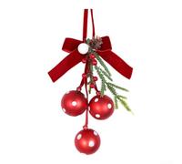 Christmas Ornament Bell and Bow Garland with Pinecone for Tree Mantel | Doorway Party Home Decor Red White Striped for polka Shatterproof Xmas Hanging Decoration Holiday