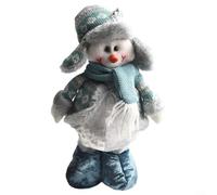 Christmas Ornament Blue Fabric Telescopic, Santa Claus Snowman Elk Doll Display Desktop Decoration Holiday Item Festive(Snowman)