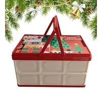 Christmas Ornament Box | 30L Folding Stackable Organizer - Folding Storage Box Festive Decorations - For Moving Packing Clothes Garland Toy Indoor Home Au