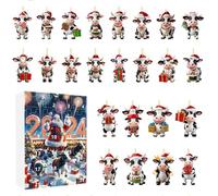 Christmas Ornament Calendar Advent | 24 Days Hangable Cow Decoration Countdown Calendar - 2D Acrylic Pendants for Activity Coordinators Home Holiday Organizers Family Bonding Community Members