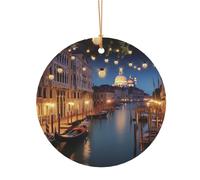Christmas Ornament Christmas Hanging Pendant Hanging Tree Decor Beautiful Venice at Night Aluminum Ornaments Farmhouse Xmas Tree Holiday Decor
