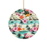 Christmas Ornament Christmas Hanging Pendant Hanging Tree Decor Tropical Flowers and Palm Trees Aluminum Ornaments Farmhouse Xmas Tree Holiday Decor