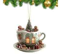 Christmas Ornament Coffee Cup | Outdoor Christmas Tree Ornaments, Acrylic 2D Snow House Pendant Light for Fashion Accessories and Decorations