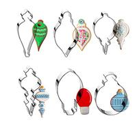 Christmas Ornament Cookie Cutter Set -6 Pieces In Assorted Designs - Stainless Steel