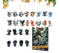 Christmas Ornament Countdown | Acrylic Flat Dragon Countdown Calendars | Acrylic Ornament Figures Toy 24 Day Design for Holiday Kids Toddler Boy Girl Teen Women Men Adult Family Desk Tree Wall