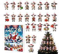 Christmas Ornament Countdown Calendar 2D Acrylic Cow Ornament