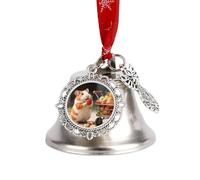 Christmas Ornament Cute Guinea Pig Bells DIY Silver Jingle Bell with Red Ribbon for Xmas Tree Dual Pendant Charm for Home Craft Mantel Wreath Indoor & Outdoor Holiday Decorations